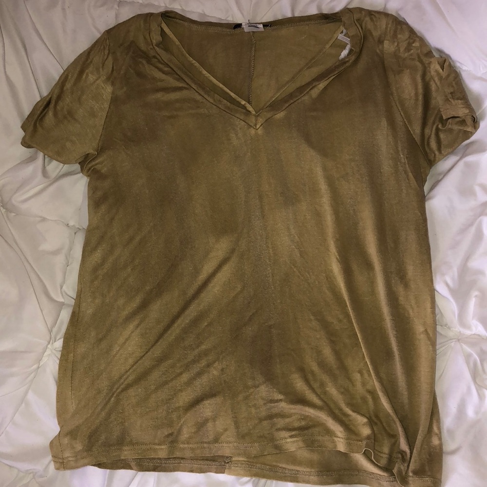 Gold V Neck T shirt
